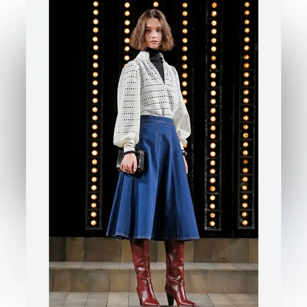 Kate‎ Spade Broome Street Blue Midi Skirt